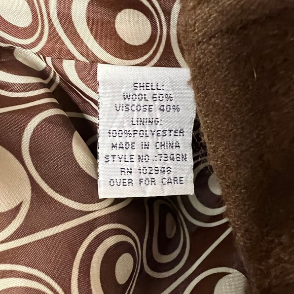 Tulle Overcoat Womens M Brown‎ Wool Blend Collar Button Pockets Lined Collar - Picture 6 of 14